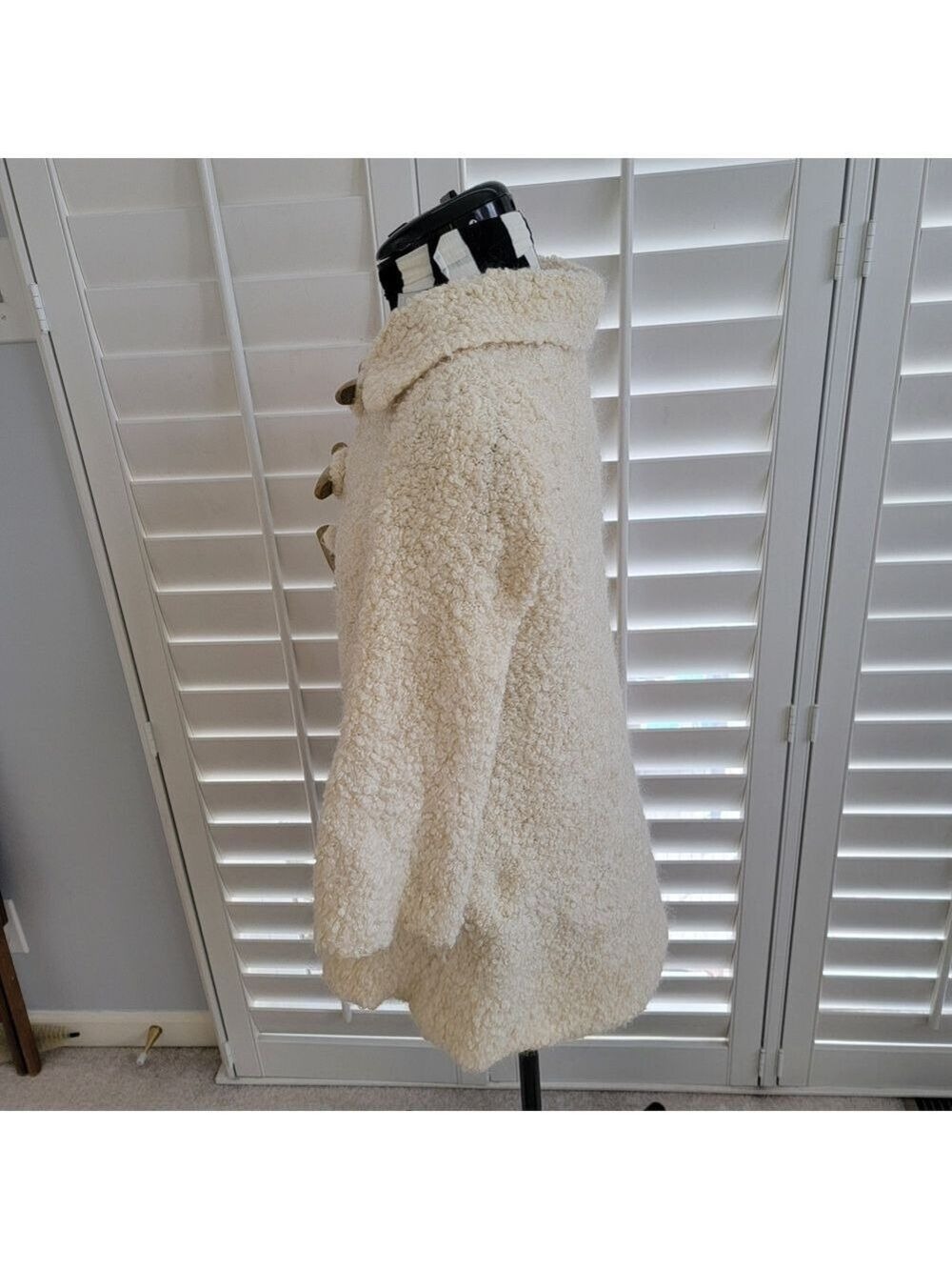 Sleeping on Snow Cream Mohair Blend Toggle Coat – Textured Wool Jacket - Picture 7 of 11